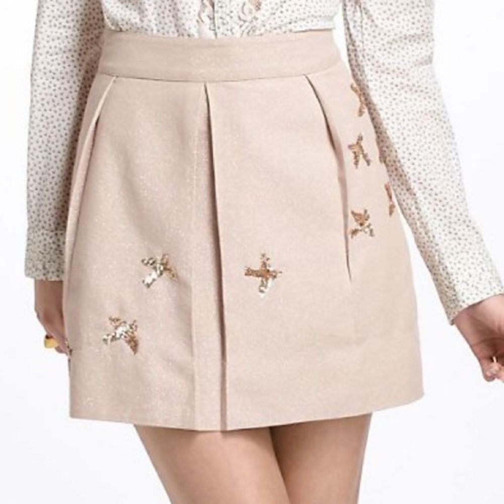 Leifnotes Sequined Migration Mini Pleated Skirt